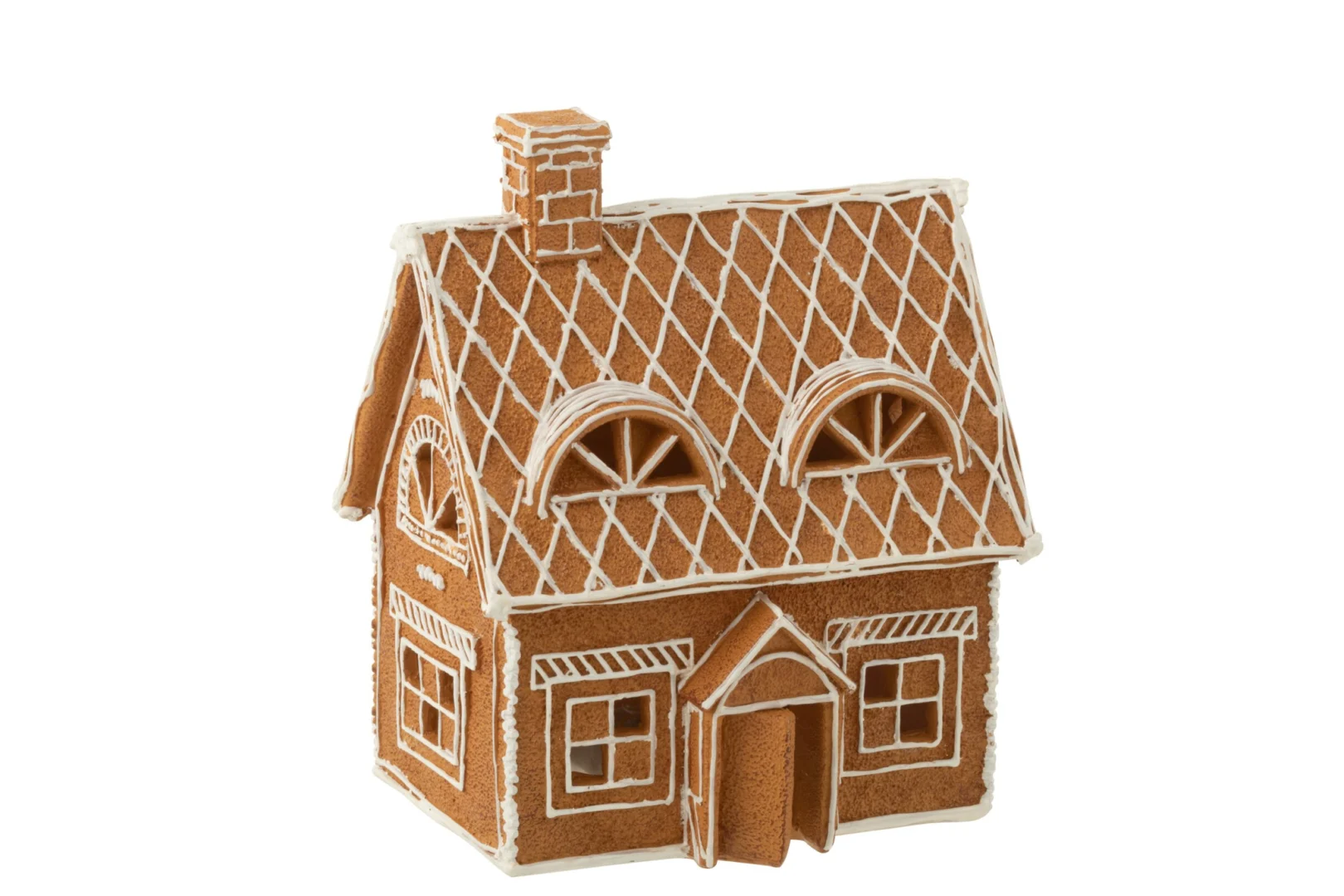 Decoratie Flienis Bruin gingerbread-huis met bruine afwerking en geïntegreerde LED, sfeervol seizoensdecoratiepiece
