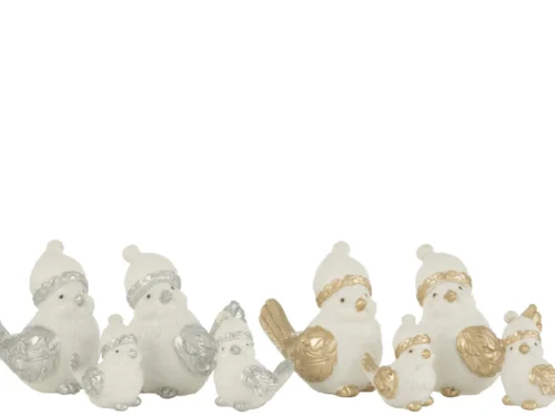 Decoratiefiguur Mieltir set van 4 vogelbeeldjes in polyresin, meerkleurig en sfeervol afgewerkt