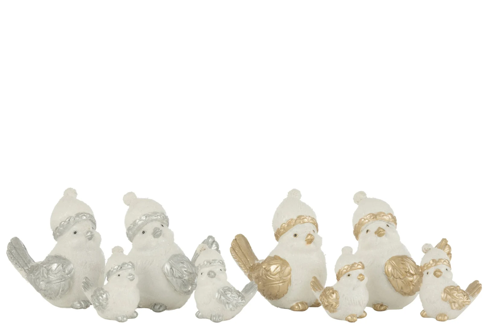 Decoratiefiguur Mieltir set van 4 vogelbeeldjes in polyresin, meerkleurig en sfeervol afgewerkt