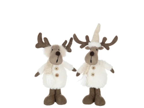 Plaid Slebine meerkleurig set van 2 rendierdecoraties met sjaals, zachte winterse woonaccessoires in polyester