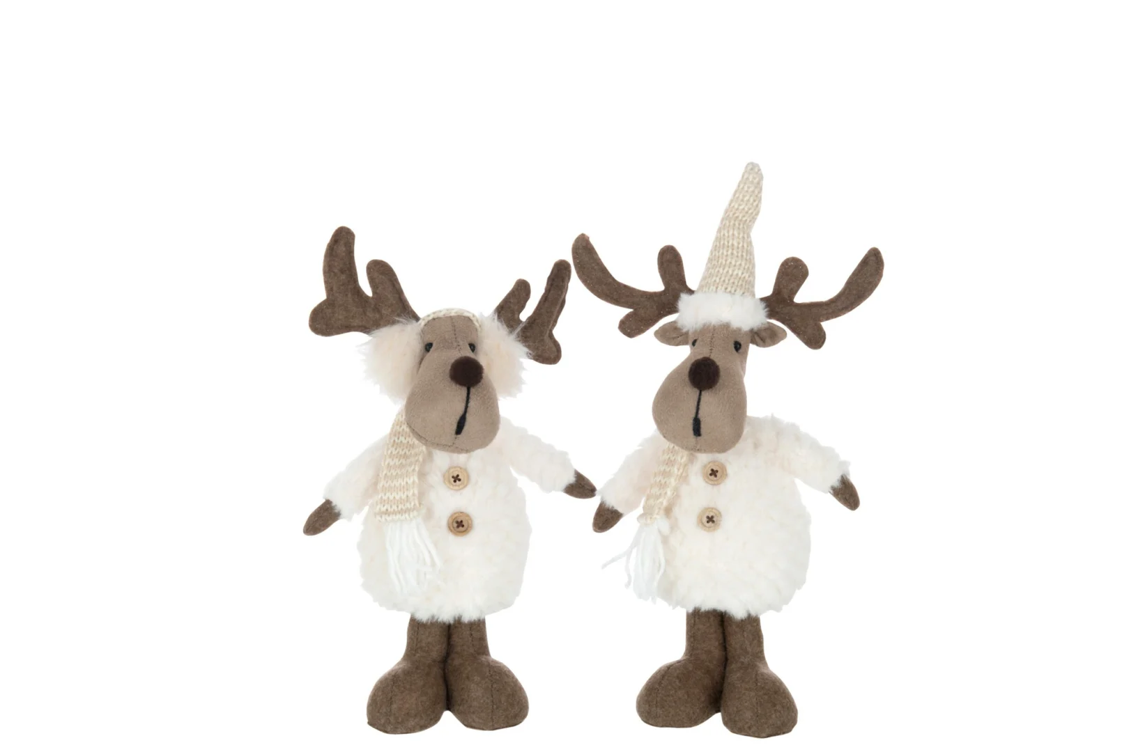 Plaid Slebine meerkleurig set van 2 rendierdecoraties met sjaals, zachte winterse woonaccessoires in polyester