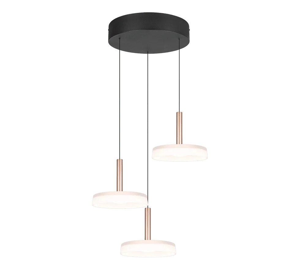 Hanglamp Toollund Wit Ø35 cm set van 3 met koffie- en wit glas, modern design en geïntegreerde LED-verlichting