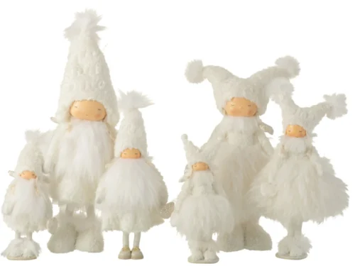 Decoratie Tilvek wit set van 2, hoge zachte kerstfiguren met fluffy details in wit, 53 cm tallieden in interieur