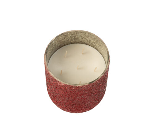 Geurkaars Daanella Rood in glanzende rode houder, luxe 5-wick kaars voor warme sfeer