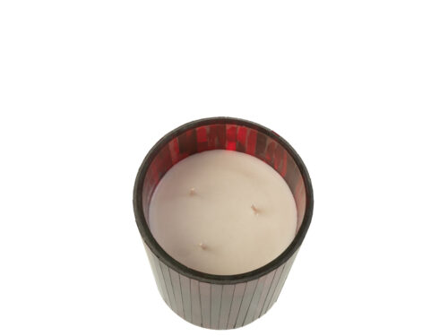 Geurkaars Theems Rood in rood glas, met oosterse geur en 55 uur brandduur voor een warme sfeer