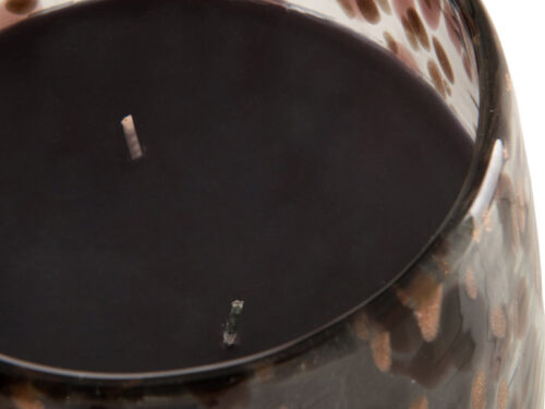 Meerkleurige Geeldona geurkaars in glas met warme oosterse geur en decoratieve print