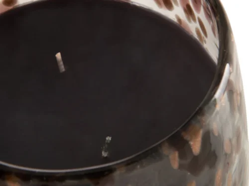 Meerkleurige Geeldona geurkaars in glas met warme oosterse geur en decoratieve print