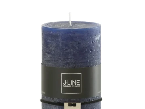 Cilinderkaars Homal blauw, 7x15 cm, met rustieke structuur en lange brandduur van 52 uur
