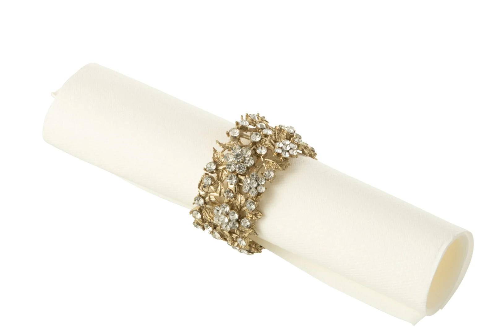 Servet Bondar Glas Goud servetring met goudkleurig glas, messing en fonkelende steentjes voor een luxe tafelsetting