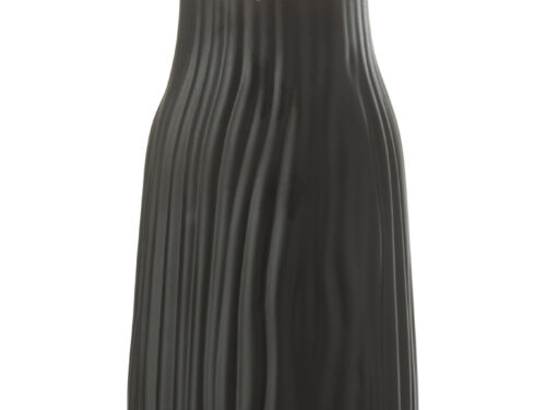 Zwarte glazen vaas Jordea H26 cm met slanke verticale vorm en warme goudkleurige binnenkant