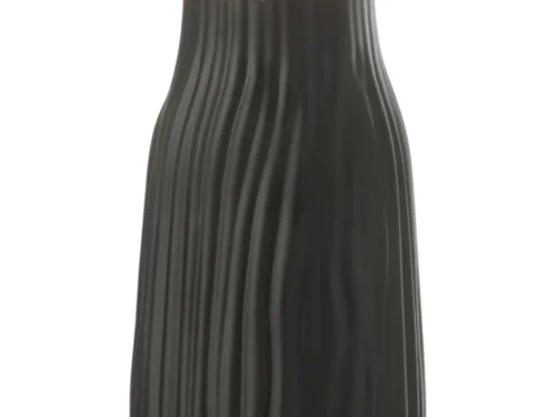 Zwarte glazen vaas Jordea H26 cm met slanke verticale vorm en warme goudkleurige binnenkant