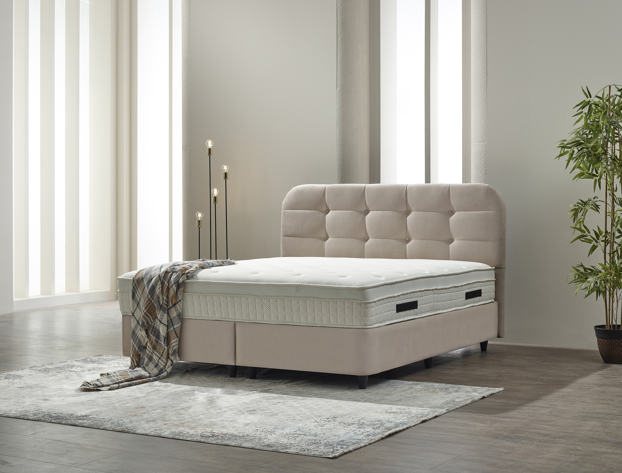 Boxspring Teiskor Beige 180x200 - Afbeelding 5
