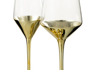 Set van 2 Mildero drinkglazen goud met slanke vorm en elegante gouden voet voor een chique tafel