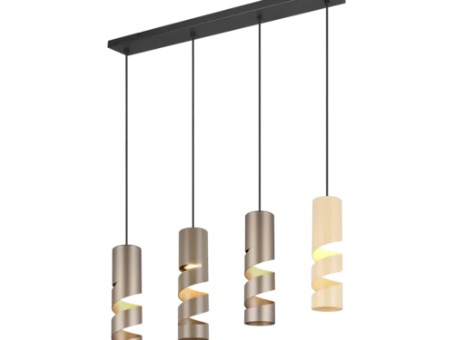 Hanglamp Foolir meerkleurig, 3-delig met zwarte en gouden cilindervormige pendels, modern ontwerp