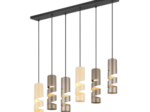 Hanglamp Montak Meerkleurig met 6 slanke cilindervormige lichtpunten, set van 3, modern metaal ontwakeling