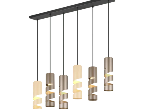 Hanglamp Montak Meerkleurig met 6 slanke cilindervormige lichtpunten, set van 3, modern metaal ontwakeling