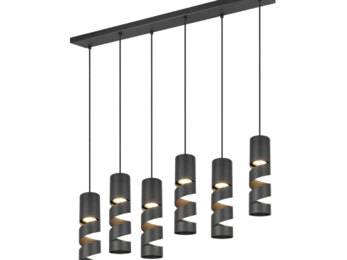 Hanglamp Meisten mat zwart, set van 3 met zes lichtpunten en verstelbare ophanging