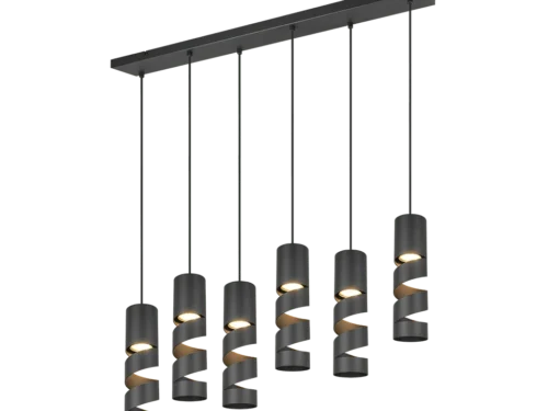 Hanglamp Meisten mat zwart, set van 3 met zes lichtpunten en verstelbare ophanging