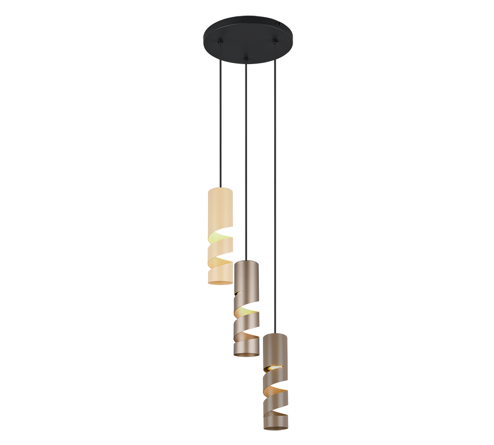 Hanglamp Vooser meerkleurig met 3 verstelbare lichtpunten en modern metalen ontwerp, Ø28 cm