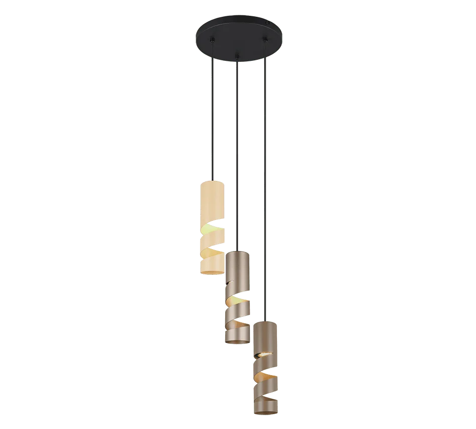 Hanglamp Vooser meerkleurig met 3 verstelbare lichtpunten en modern metalen ontwerp, Ø28 cm