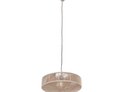 Hanglamp Viebak beige Ø46 cm, ronde katoenen kap en verstelbare ophanging, set van 3 onderhoudsarm, warm modern