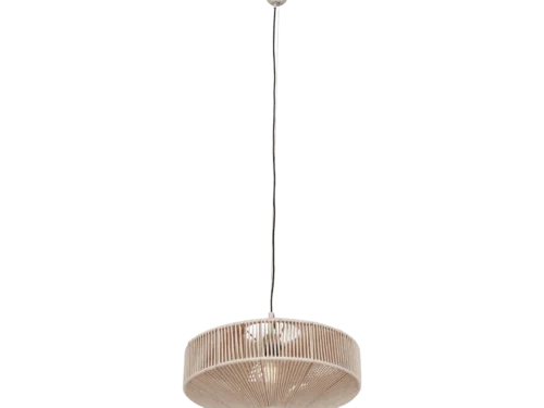 Hanglamp Viebak beige Ø46 cm, ronde katoenen kap en verstelbare ophanging, set van 3 onderhoudsarm, warm modern