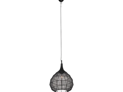 SORAYA hanglamp mat zwart Ø42 cm, ronde metalen kap, in hoogte verstelbaar, set van 3