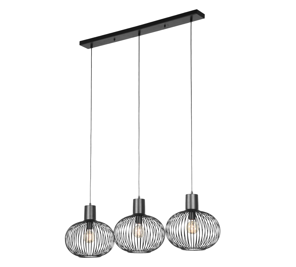 Hanglamp Reeraro Mat Zwart - Set van 3