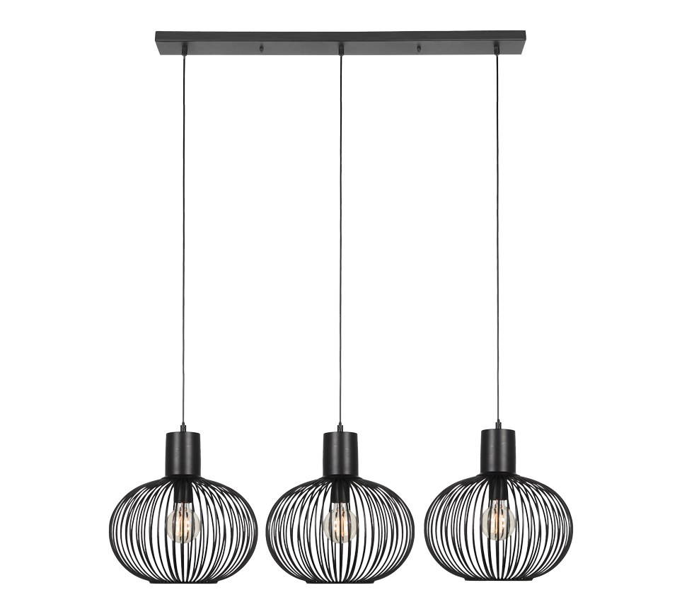 Hanglamp Reeraro Mat Zwart - Set van 3 - Afbeelding 2