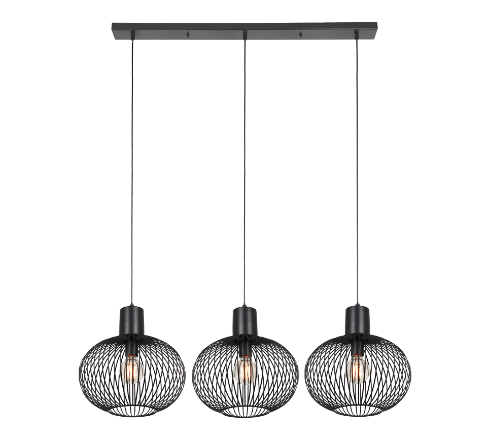 Hanglamp Reeraro Mat Zwart - Set van 3 - Afbeelding 3