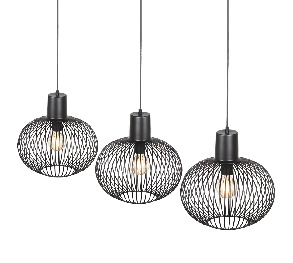 Hanglamp Reeraro Mat Zwart - Set van 3 - Afbeelding 4
