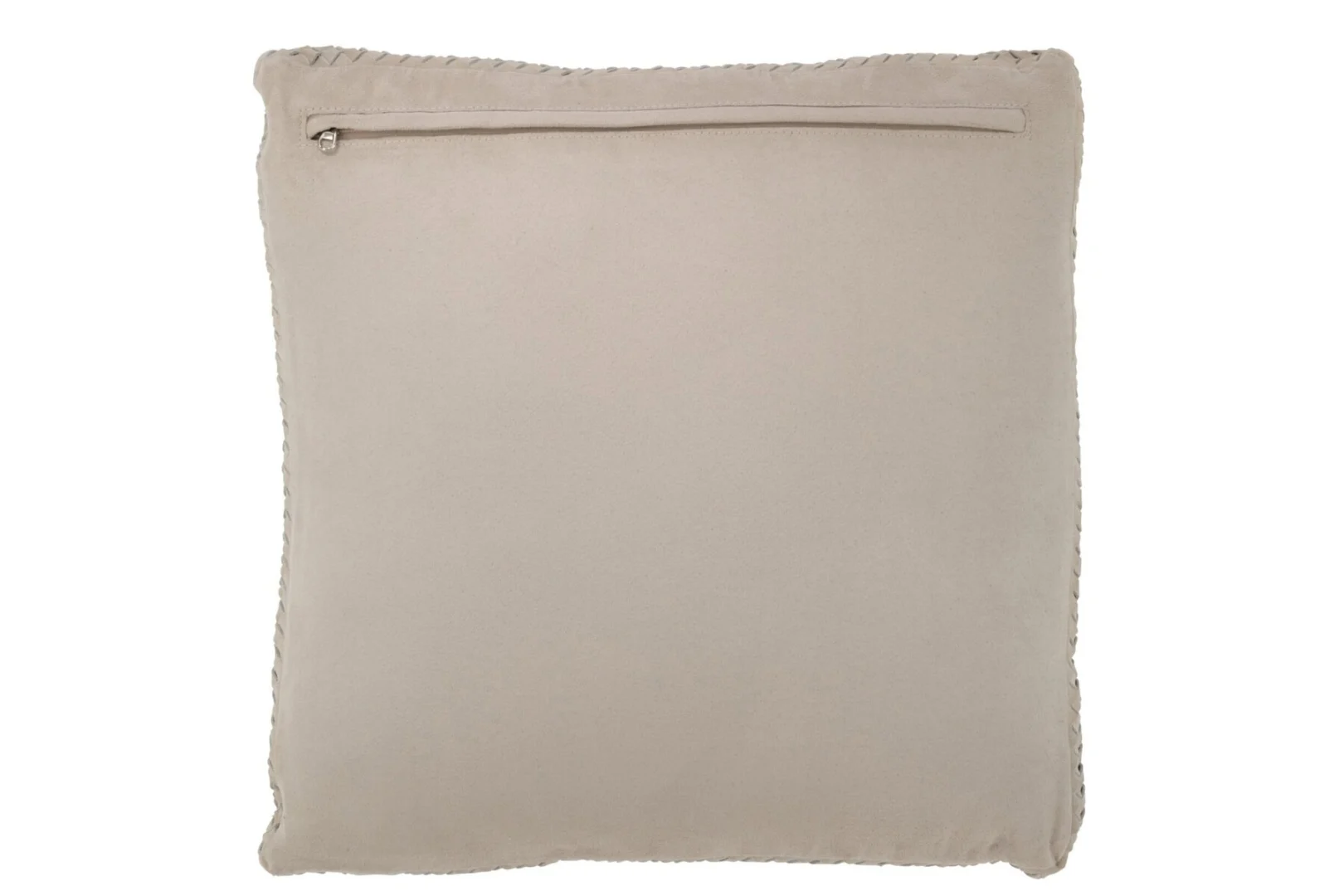Jooskun grijs sierkussen 45 x 45 cm met geweven uitstraling, leeraccent en rits