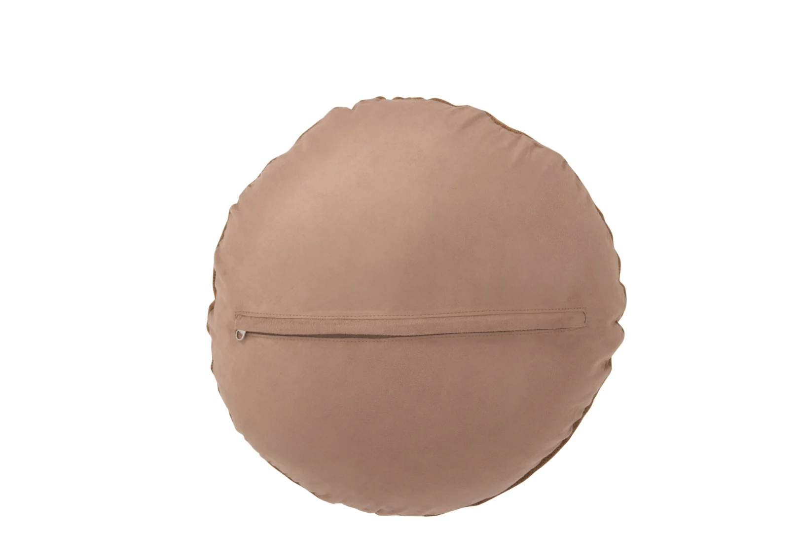 Bruin rond kussen Peeltas 45x45 cm met leren look en ritsdetail, compact en stevig