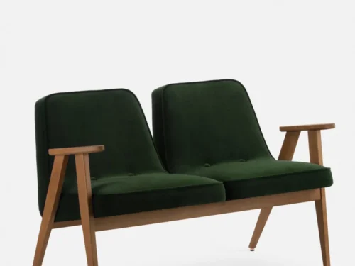 Bank Elara Velvet tweezitsbank met donkergroene velvet zitting en houten frame