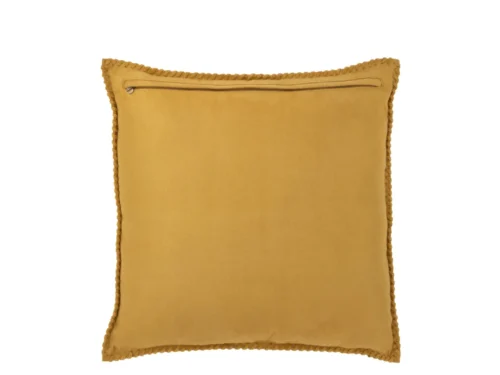 Kussen Zuli Geel 45 x 45 cm met sierstiksels en rits, warme okergele woonaccessoire