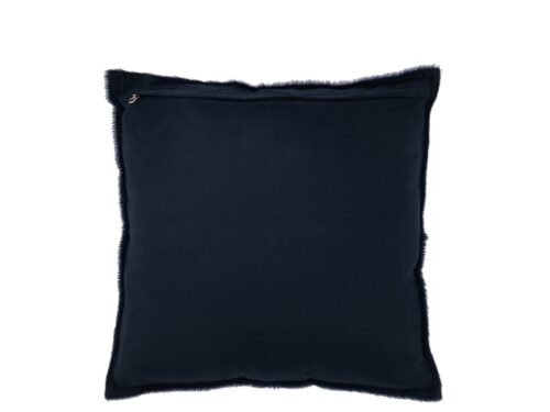Koeienhuid Laltino Blauw sierkussen met zachte zwarte rand en ritssluiting, 45 x 45 cm