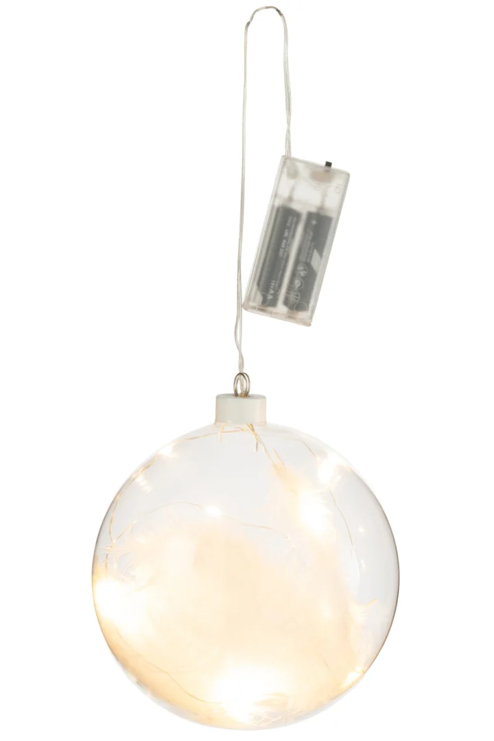 Decoratiebal Nils Glas Wit - Afbeelding 3