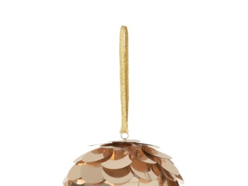 Decoratie Donter kunststof champagne bolhanger met glanzende schijfjes en gouden ophanglus