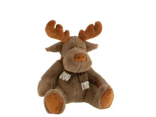 Bruin textielrendier Plaid Noovund 28x25 cm met sjaal, zacht polyester en winterse uitstraling