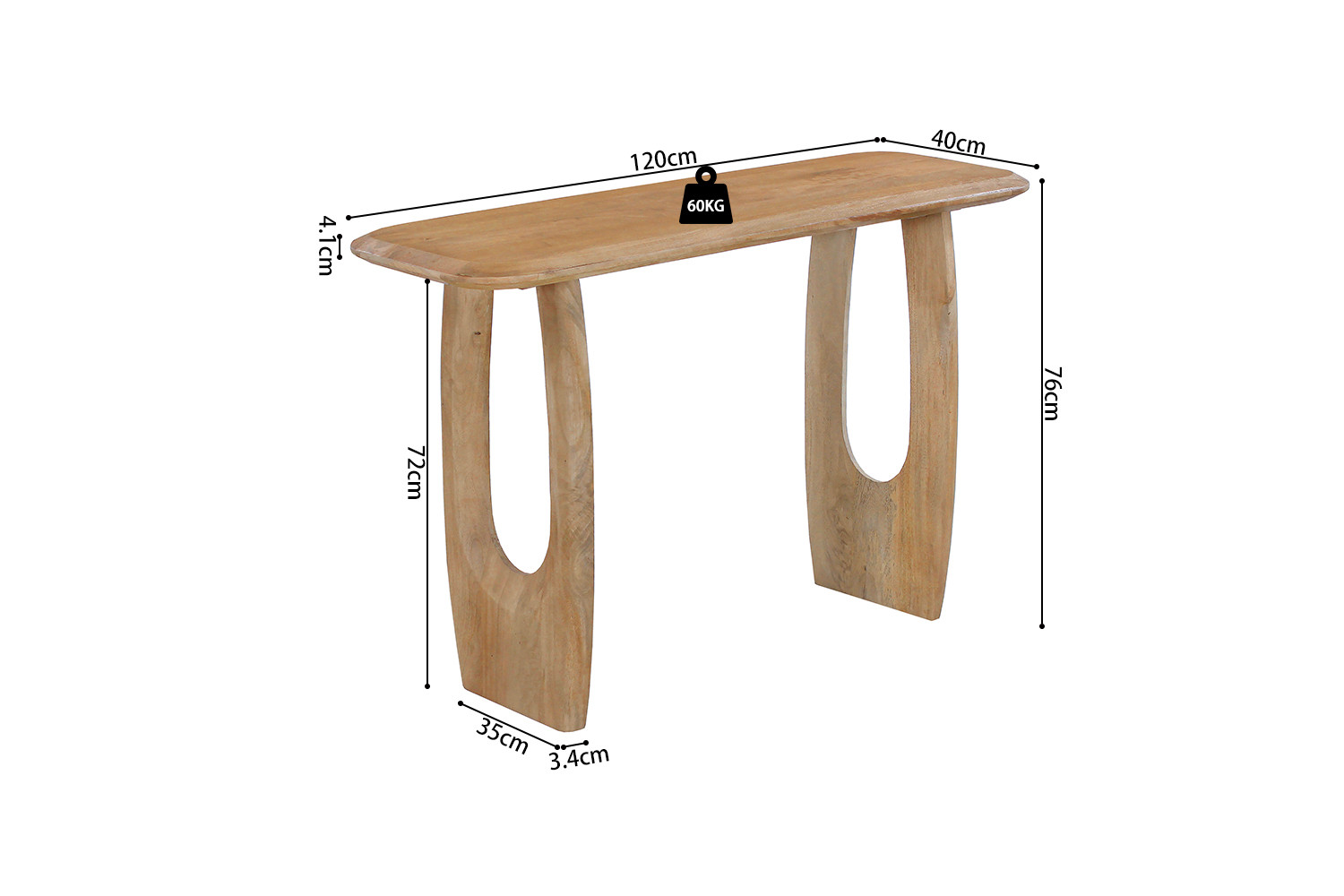 Sidetable Flaullang Mangohout 120 cm - Afbeelding 8