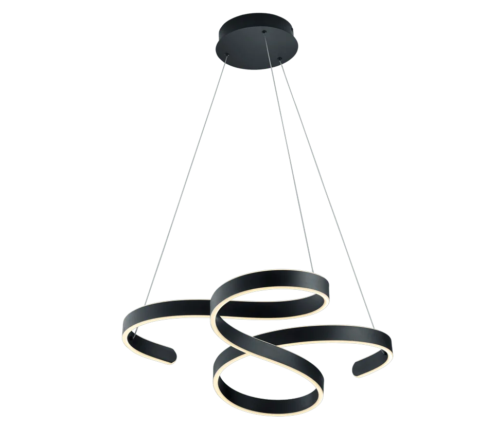 Hanglamp Dautonte Antraciet set van 3 met golvend metalen design en geïntegreerde LED-verlichting