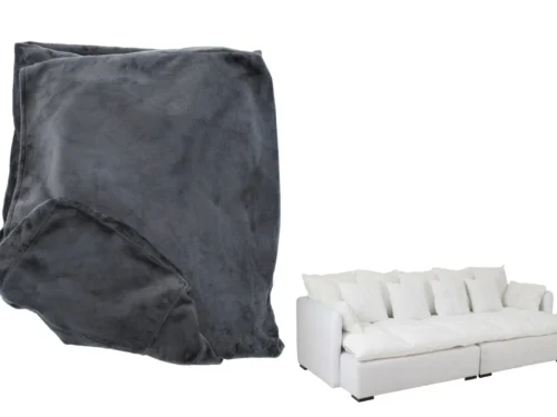 Kussen Jurmoro Grijs fluweel hoes voor zitting, met 11 kussens voor een warme, luxe look