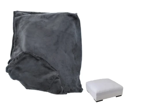 Grijze fluwelen Poefhoes Jaurdes 105x105 cm met luxe, zachte uitstraling voor een volle poeflook