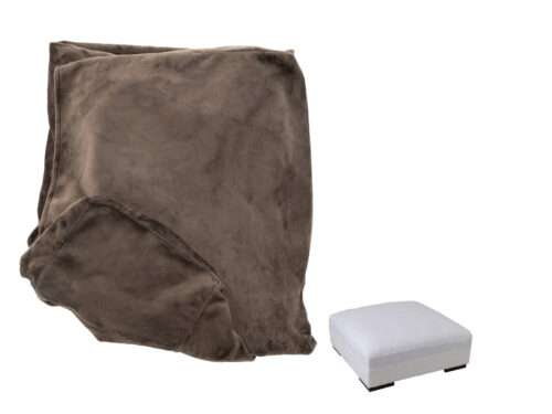 Poefhoes Brusino bruin fluweel 105 x 105 cm, hoes om poef, met zachte rijke uitstraling