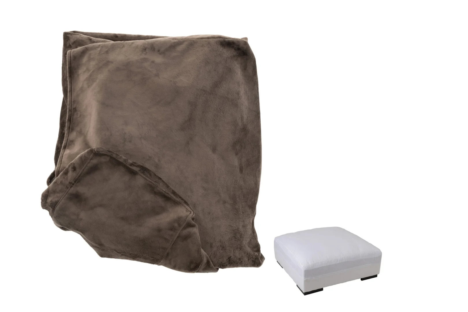 Poefhoes Brusino bruin fluweel 105 x 105 cm, hoes om poef, met zachte rijke uitstraling