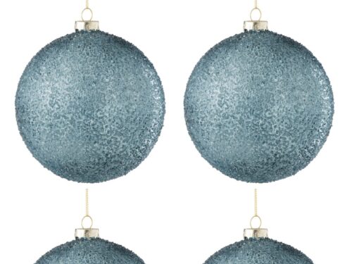 Jaulil glazen kerstballen in groen met parelmoerafwerking en goudkleurig ophanglint, set van 4