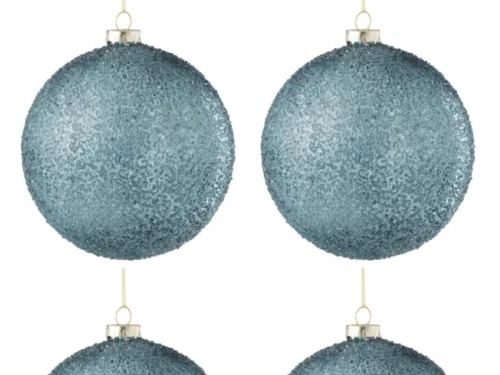 Jaulil glazen kerstballen in groen met parelmoerafwerking en goudkleurig ophanglint, set van 4