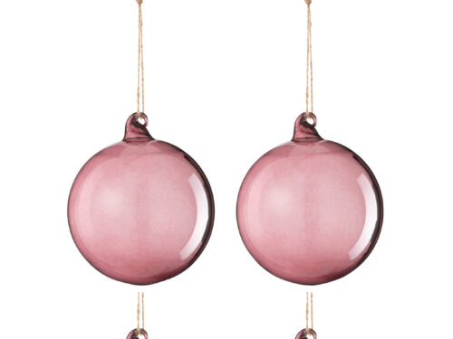 Vier roze glazen Opbergdoos Trandy hangers met touw, decoratieve mauve opbergers voor feestelijke sfeer