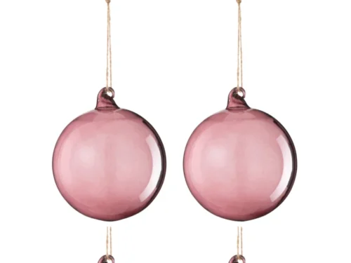 Vier roze glazen Opbergdoos Trandy hangers met touw, decoratieve mauve opbergers voor feestelijke sfeer