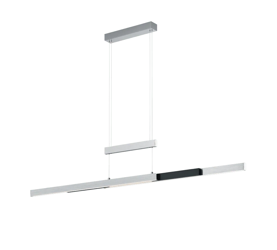 Hanglamp Graldona zwart, moderne lineaire set van 3 met geborsteld aluminium en boven/onder lichtpunt